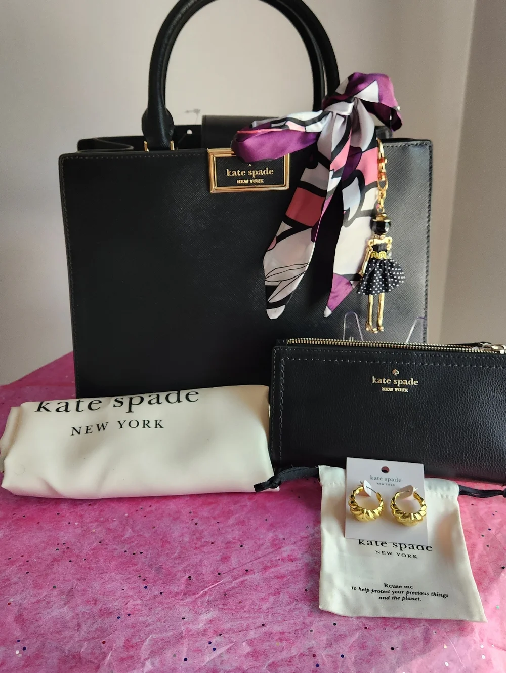 Kate Spade Black Reegan Satchel 7pc Set NWT